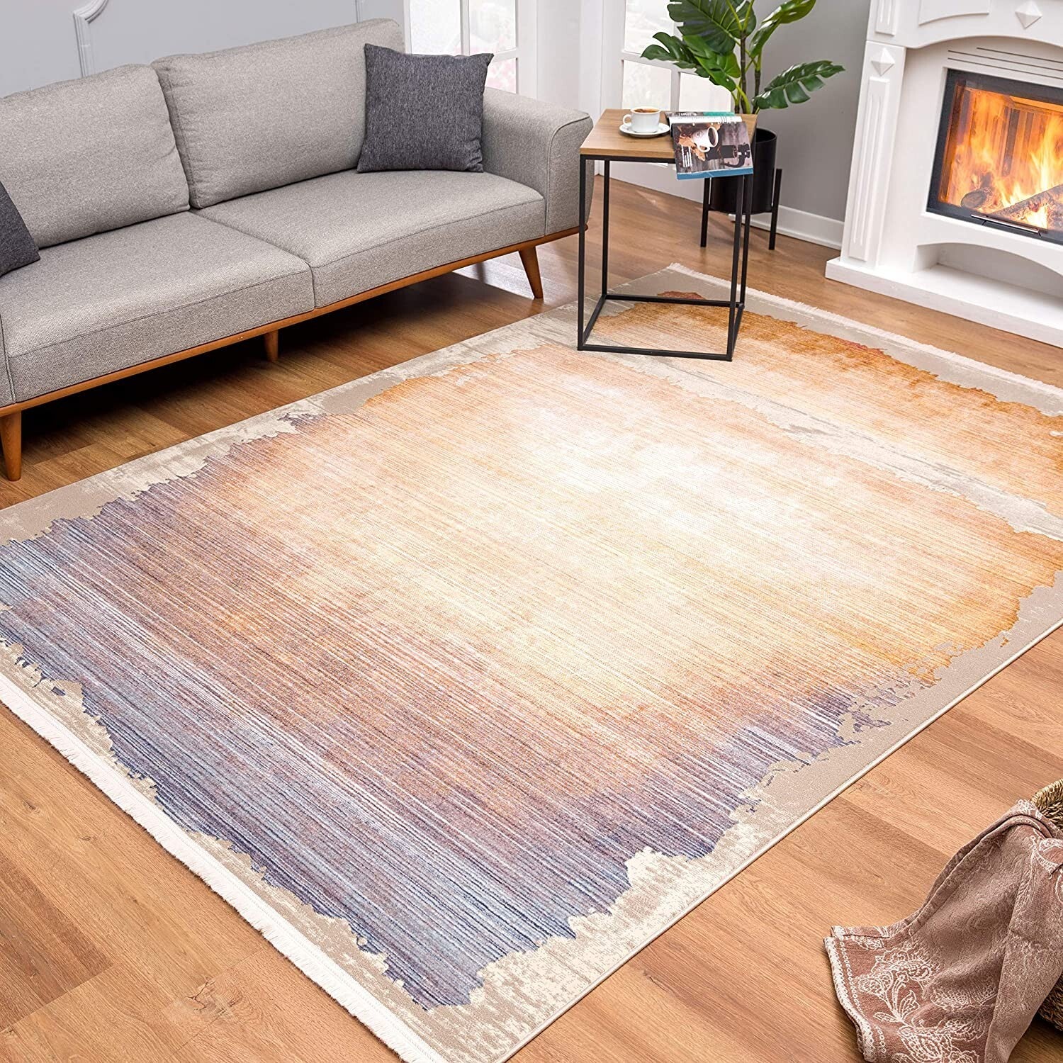 2' x 13' Beige Faded Sunset Runner Rug