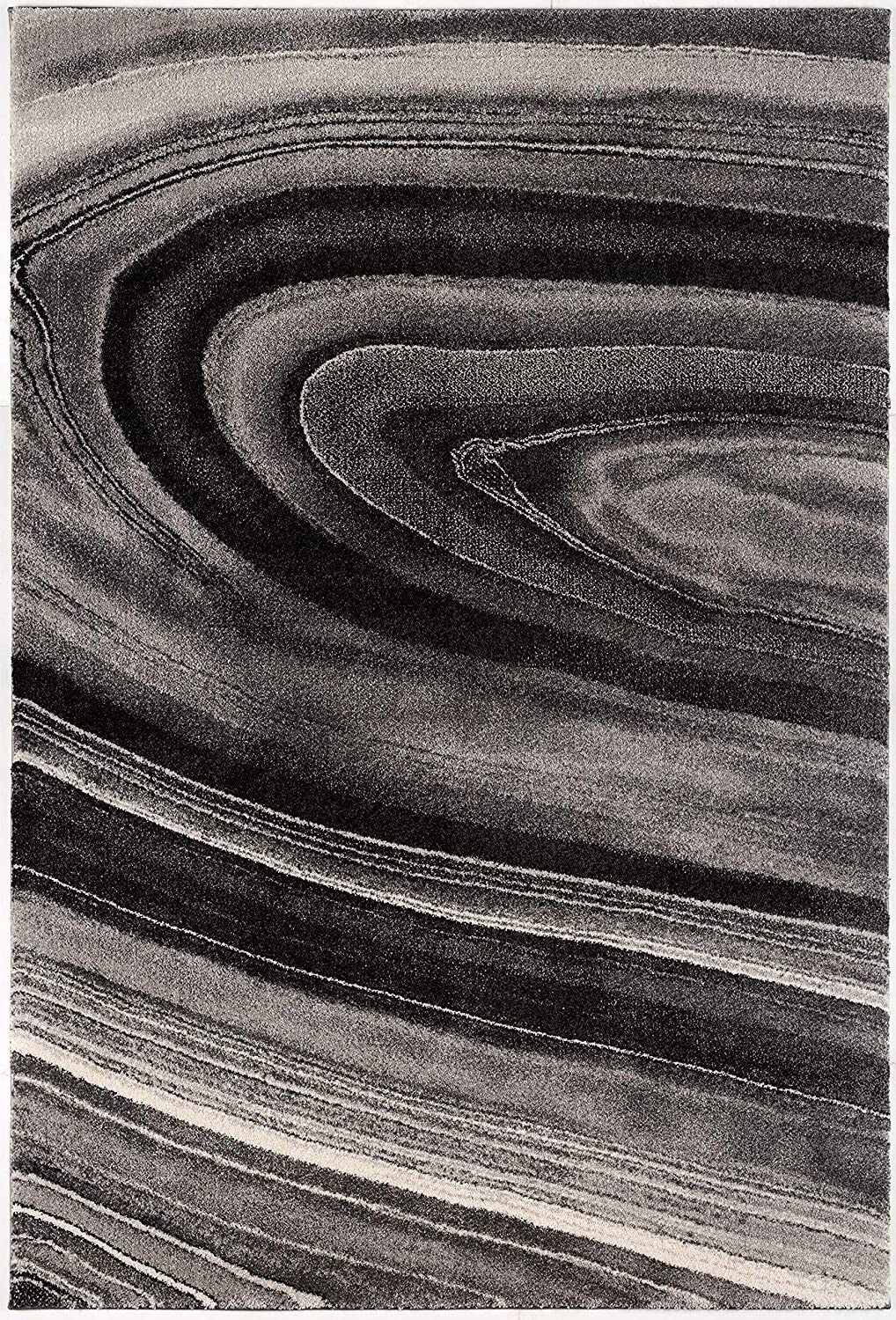 5' x 8' Dark Gray Abstract Illusional Area Rug