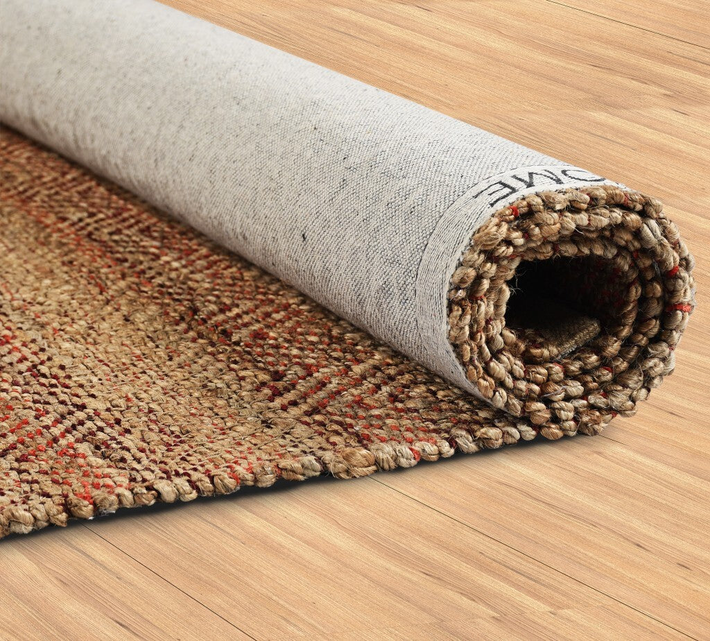 8' x 10' Burgundy and Tan Ombre Area Rug