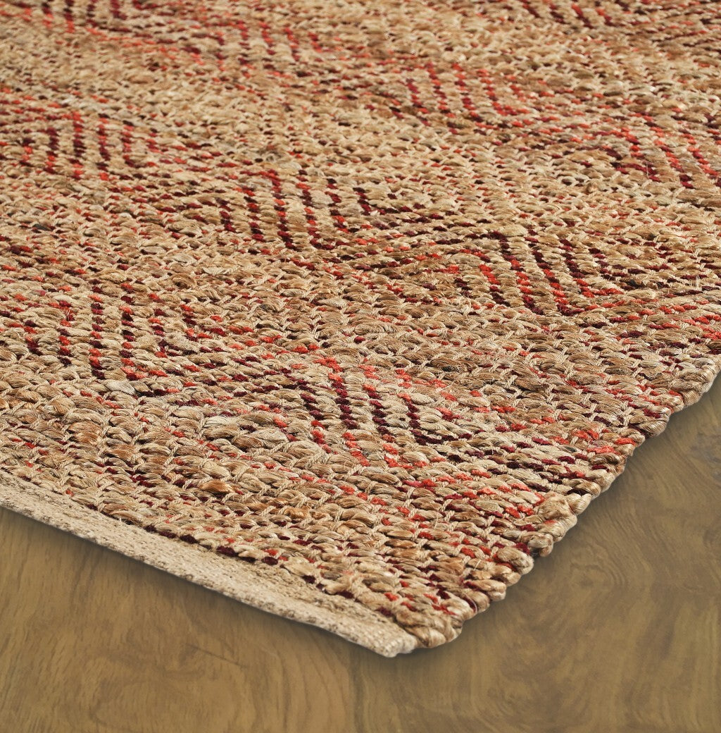8' x 10' Burgundy and Tan Ombre Area Rug