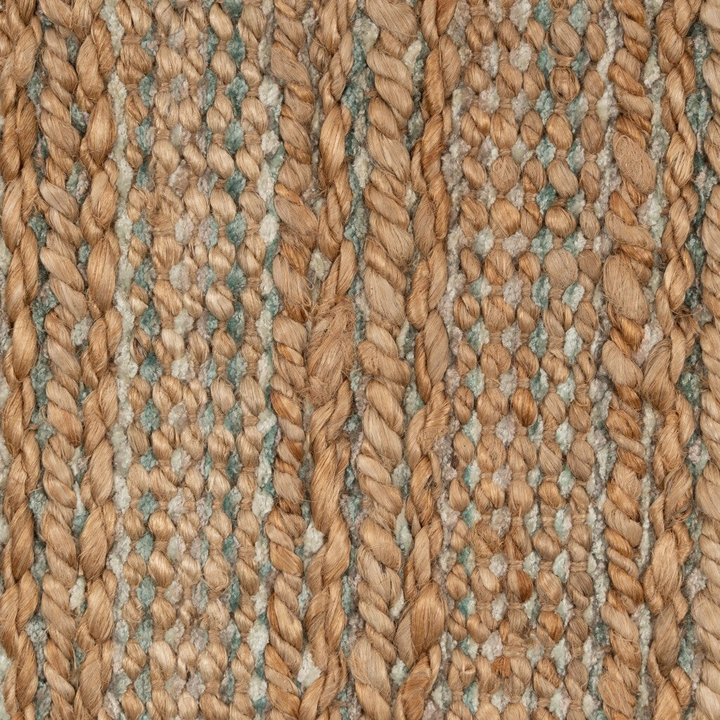 8' x 10' Teal and Natural Braided Jute Area Rug