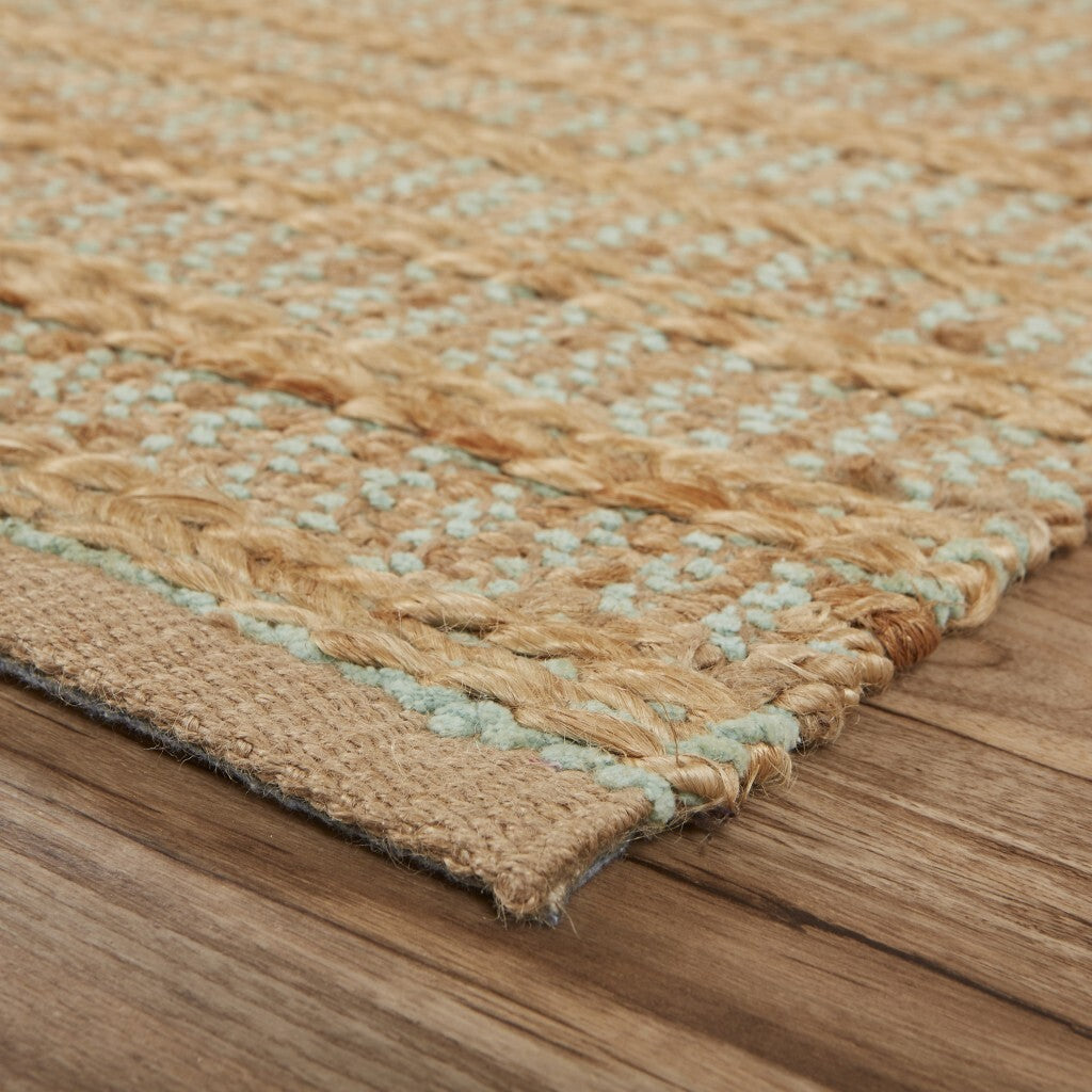 9' x 12' Tan and Seafoam Braided Area Rug