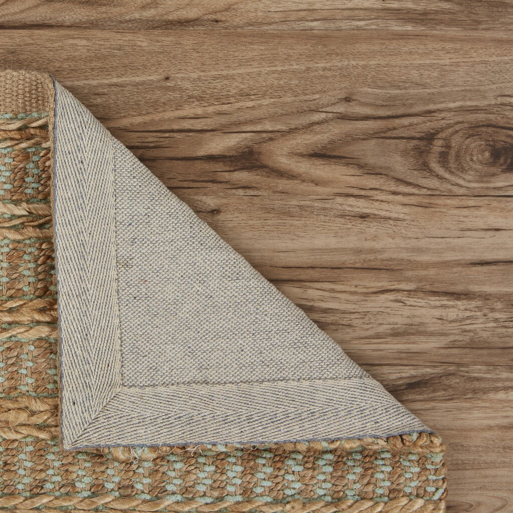 9' x 12' Tan and Seafoam Braided Area Rug