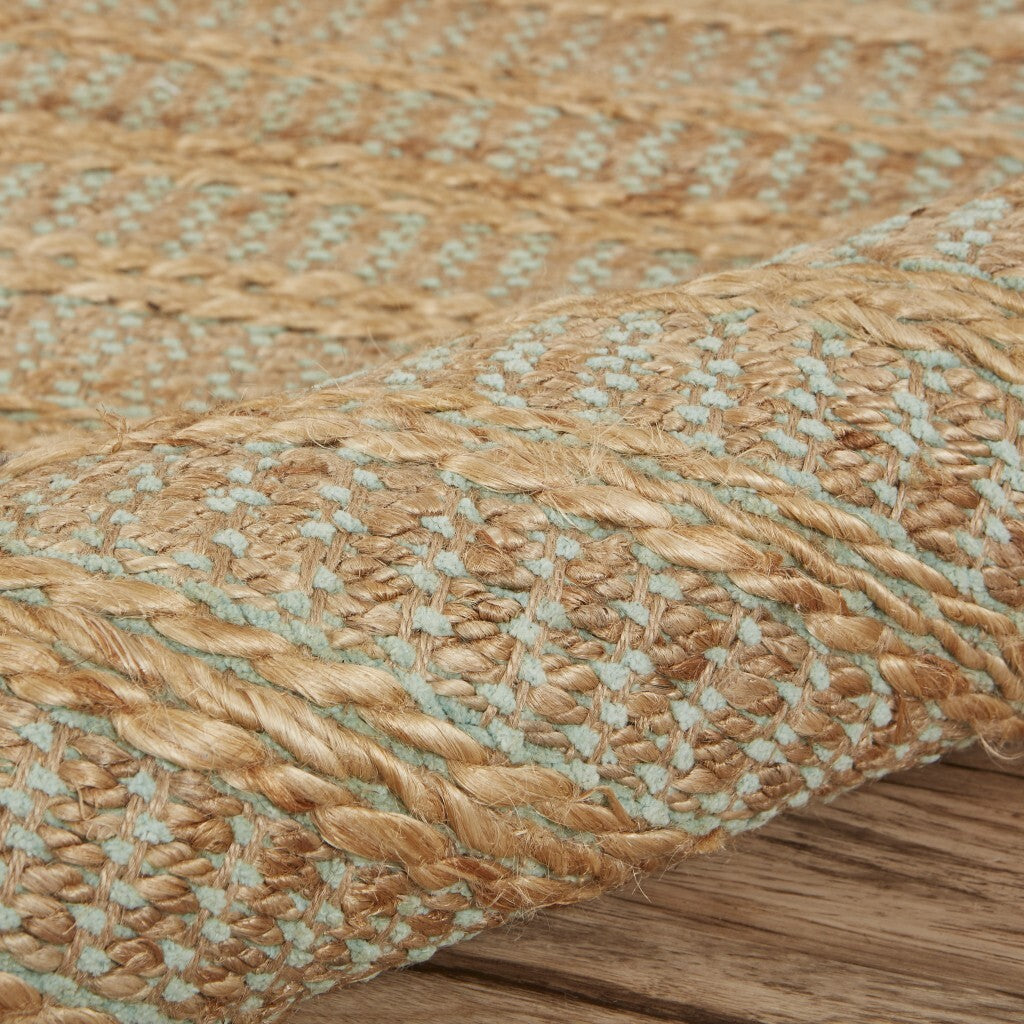 9' x 12' Tan and Seafoam Braided Area Rug