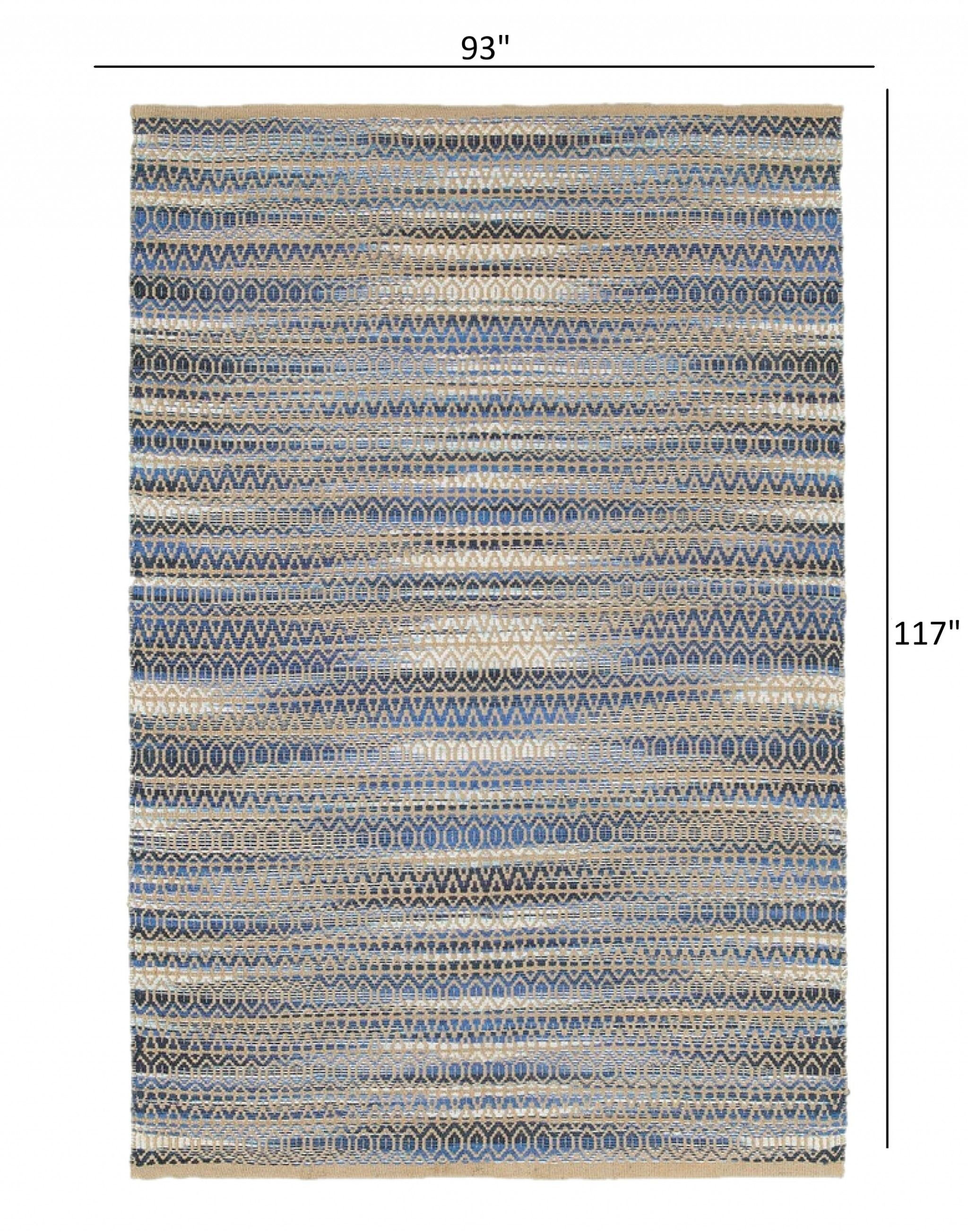 8' x 10' Round Navy and Tan Striated Area Rug
