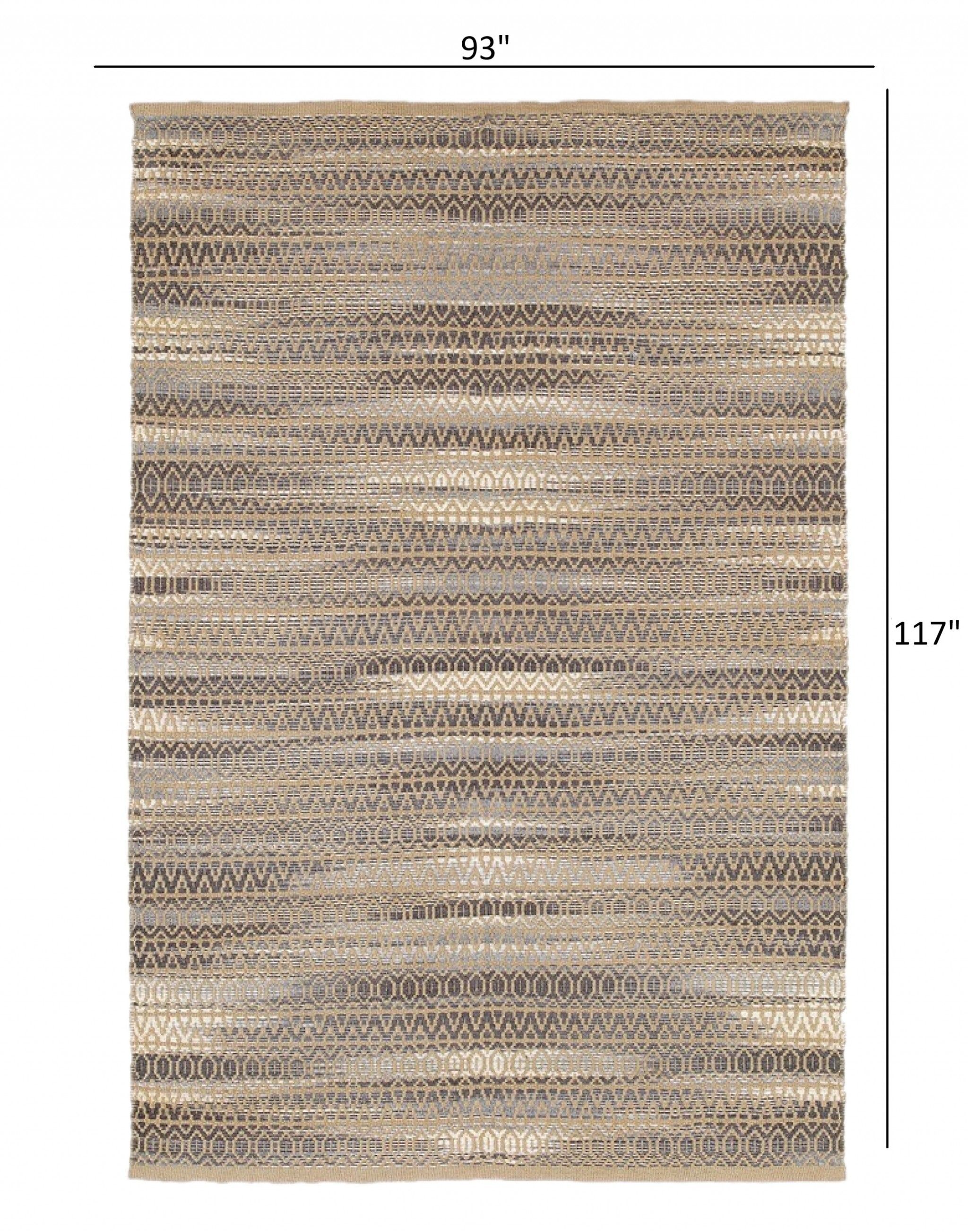 8' x 10' Gray and Tan Striated Runner Rug