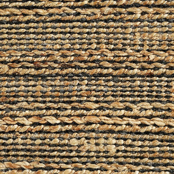 9' x 12' Gray and Natural Braided Striped Area Rug