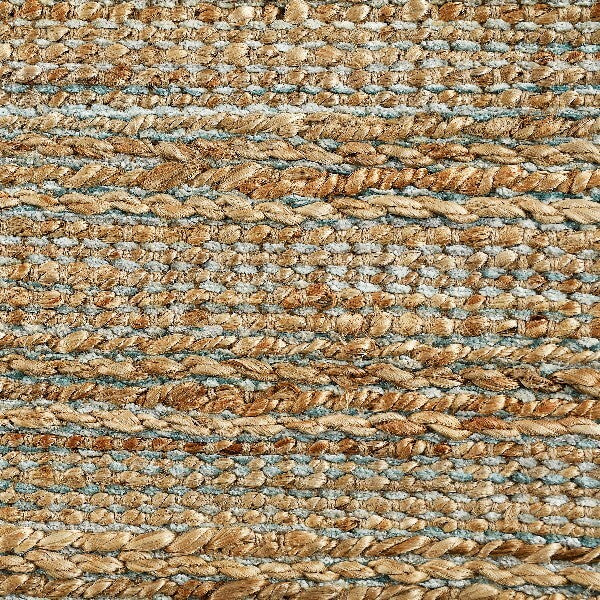 9' x 12' Blue and Natural Braided Jute Area Rug