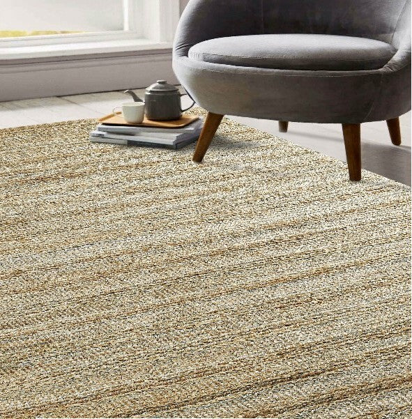 9' x 12' Blue and Natural Braided Jute Area Rug