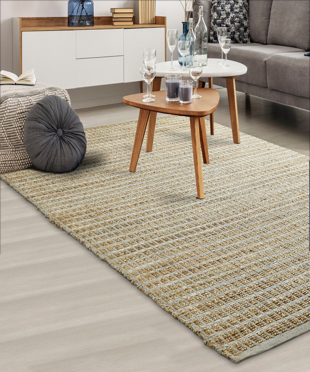 9' x 12' Gray Grid Farmhouse Area Rug