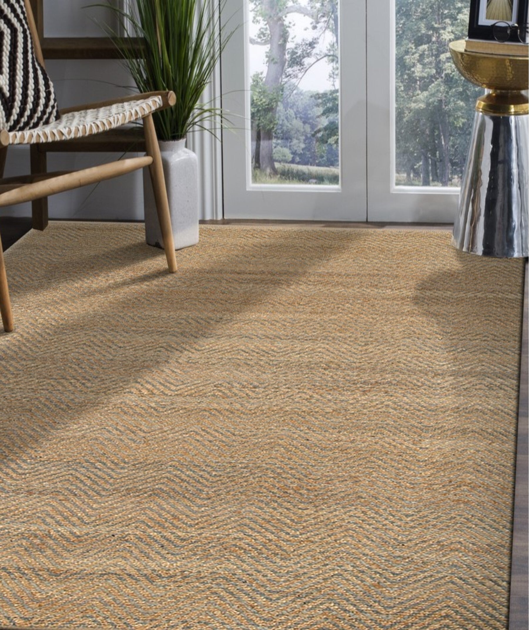 9' x 12' Tan and Gray Boho Chic Area Rug
