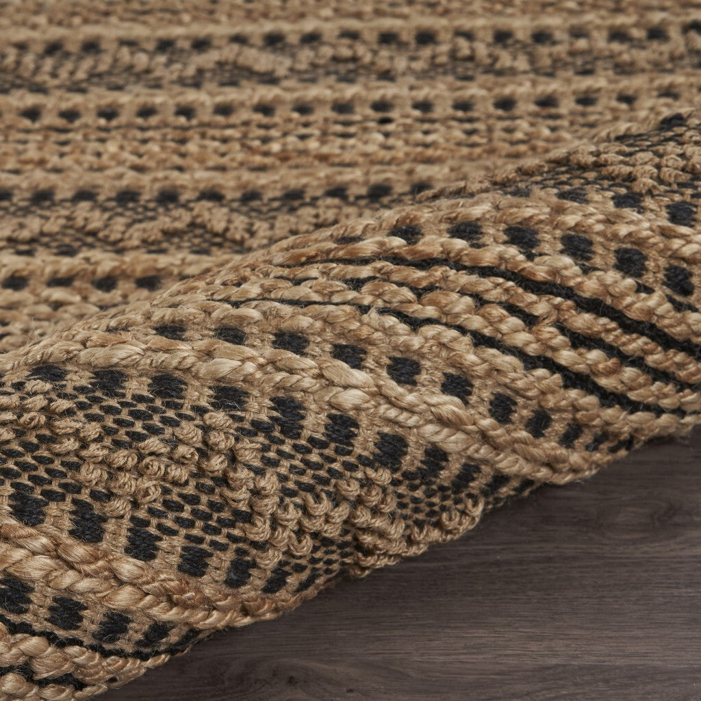 5' x 8' Tan and Black Intricate Striped Area Rug