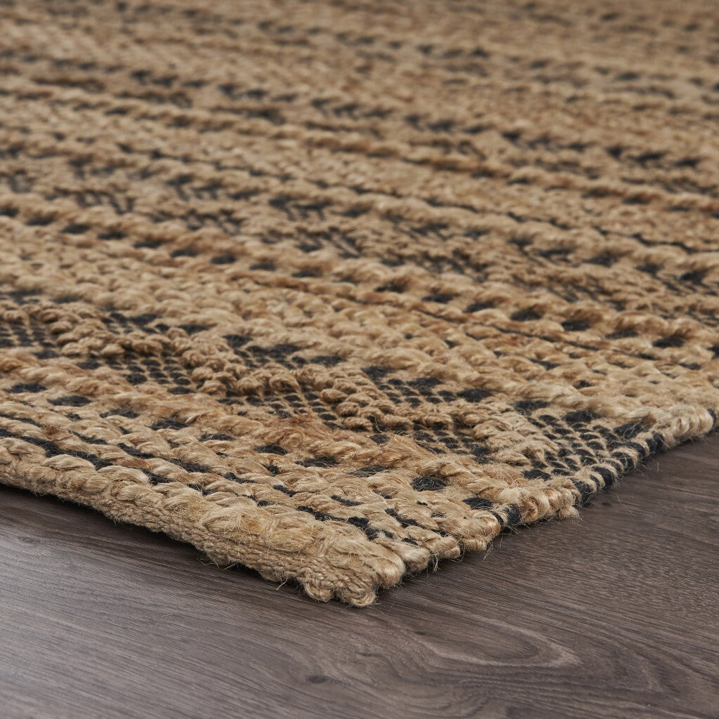9' x 13' Tan and Black Intricate Striped Area Rug