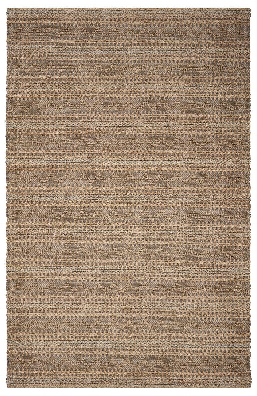 5' x 8' Tan and Gray Intricate Striped Area Rug