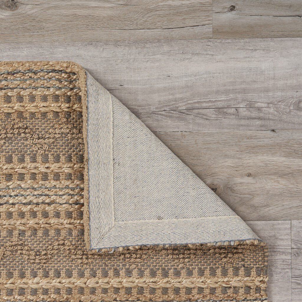 5' x 8' Tan and Gray Intricate Striped Area Rug