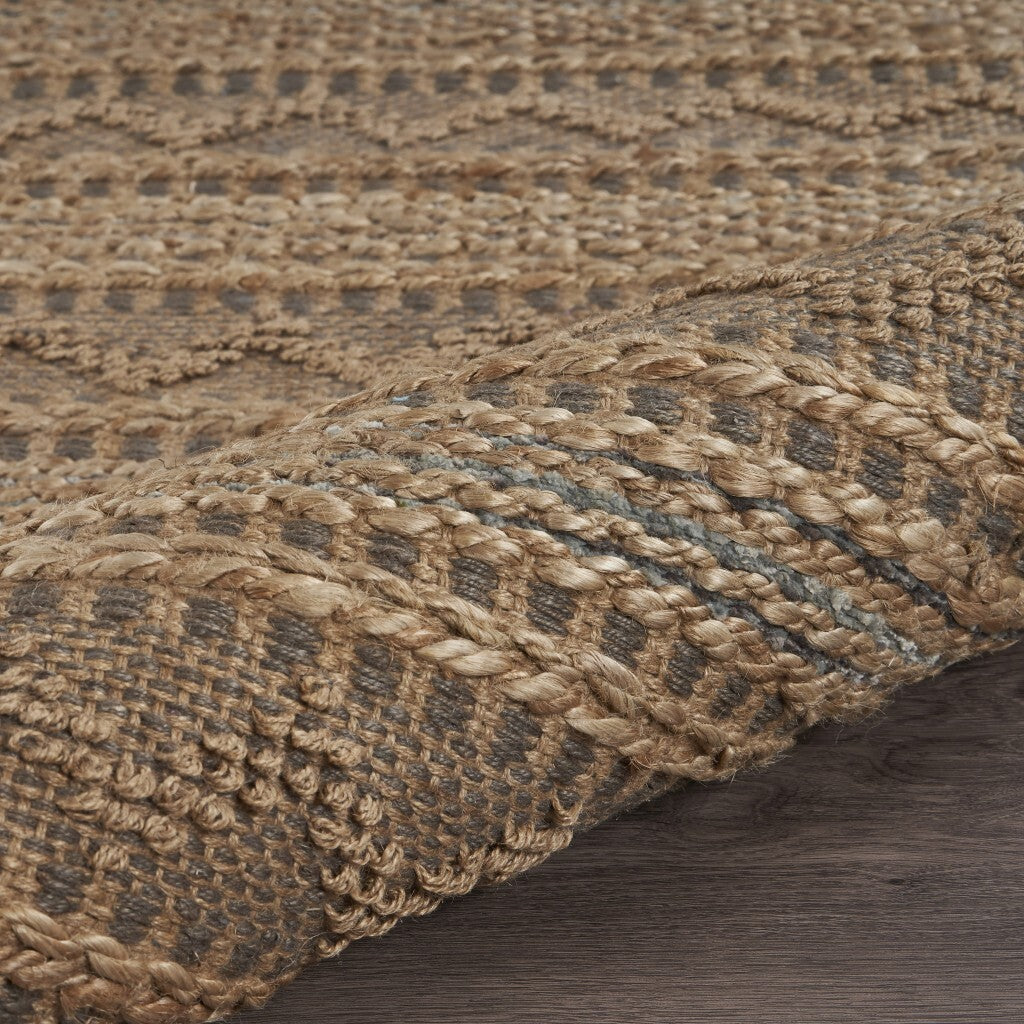 5' x 8' Tan and Gray Intricate Striped Area Rug