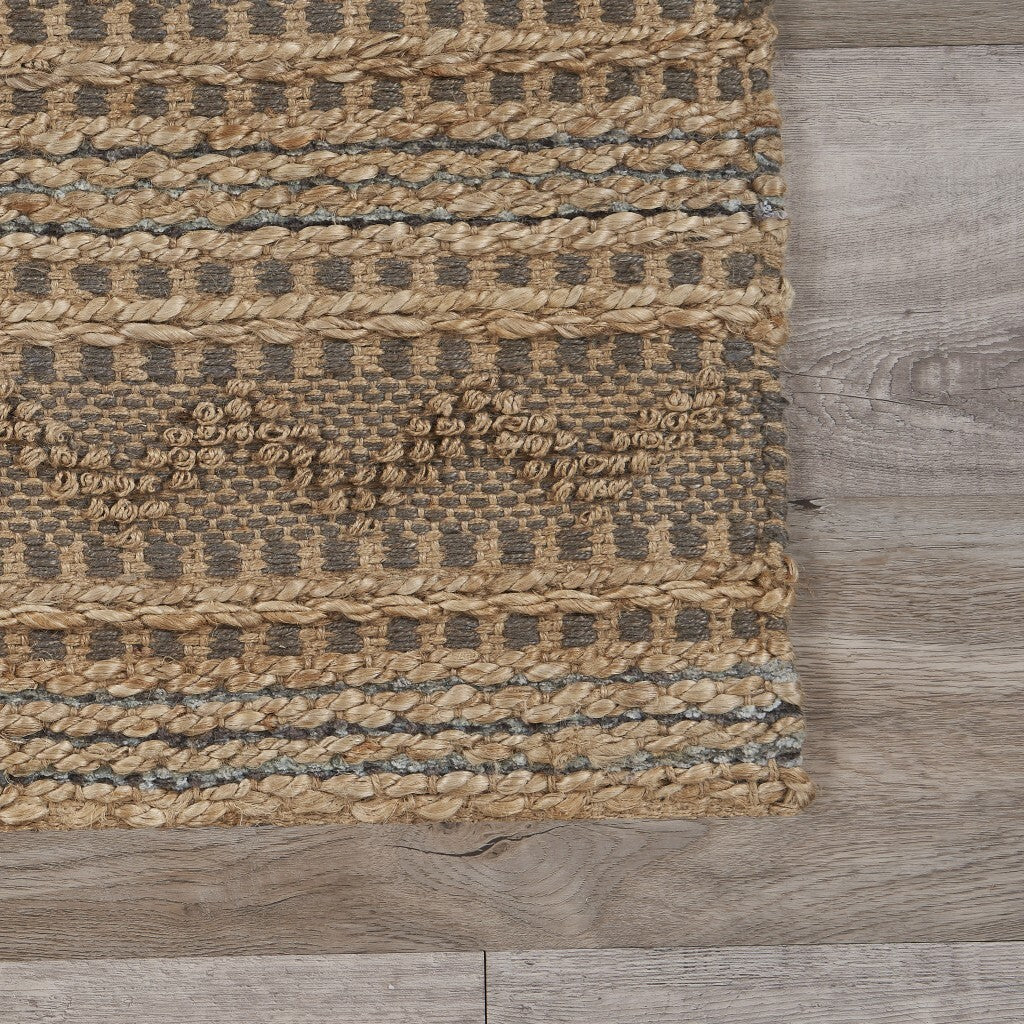 5' x 8' Tan and Gray Intricate Striped Area Rug
