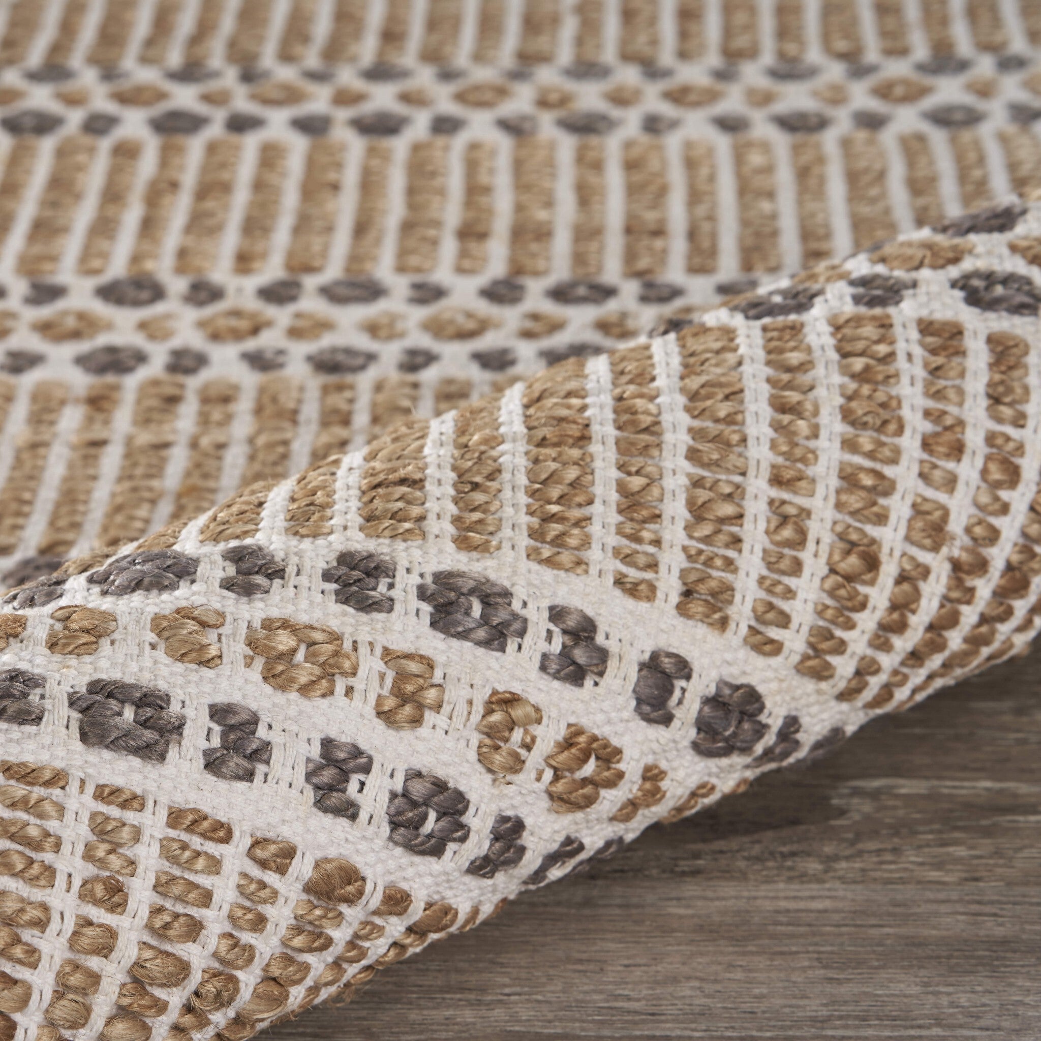 5' x 8' Tan and Gray Detailed Stripes Area Rug