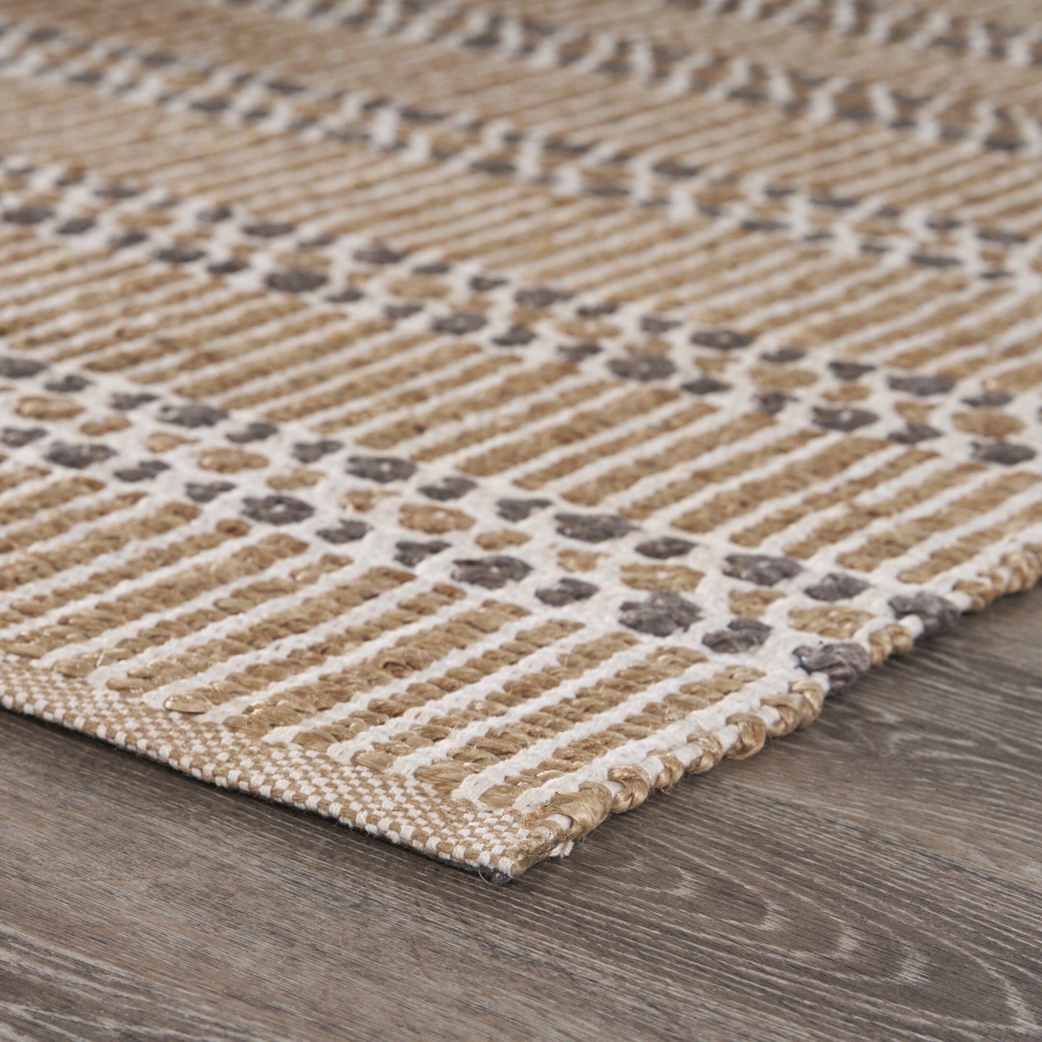 5' x 8' Tan and Gray Detailed Stripes Area Rug