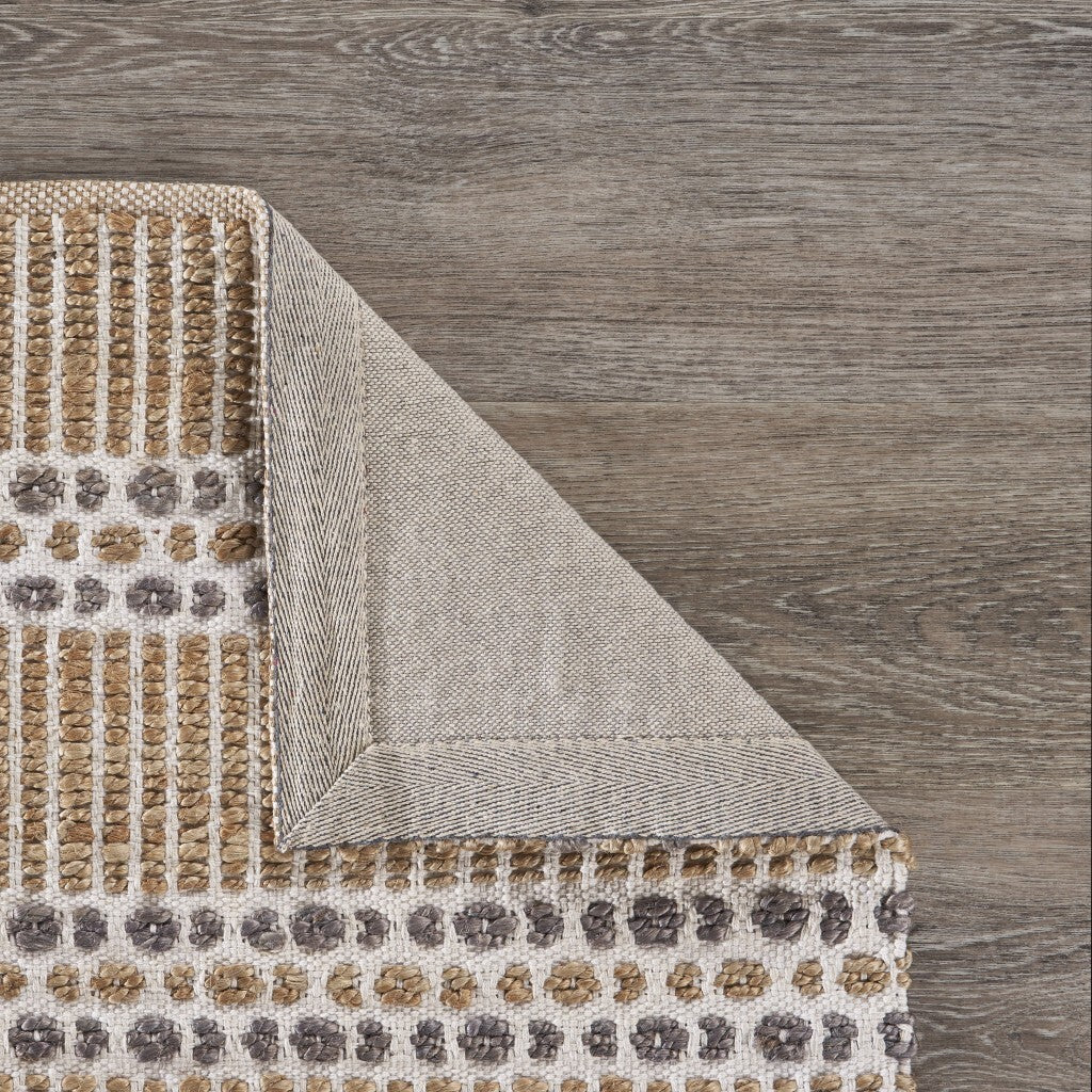 8' x 10' Tan and Gray Detailed Stripes Area Rug