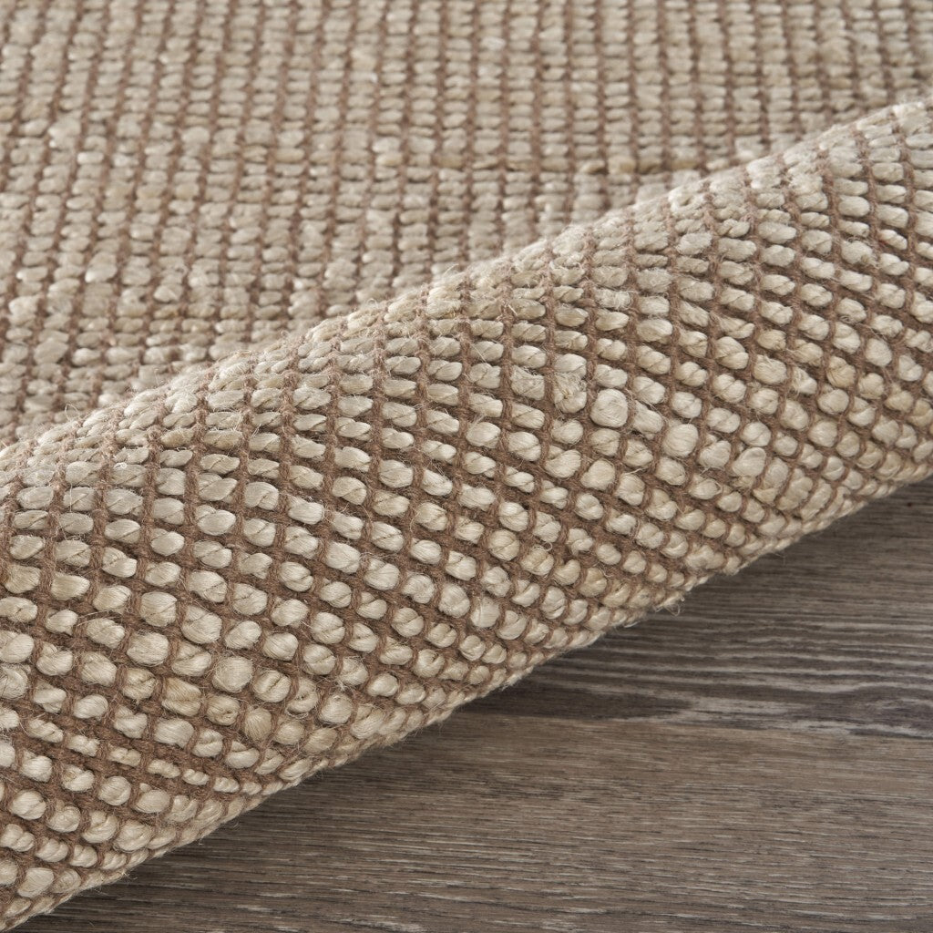 9' x 12' Tan and White Braid Border Area Rug