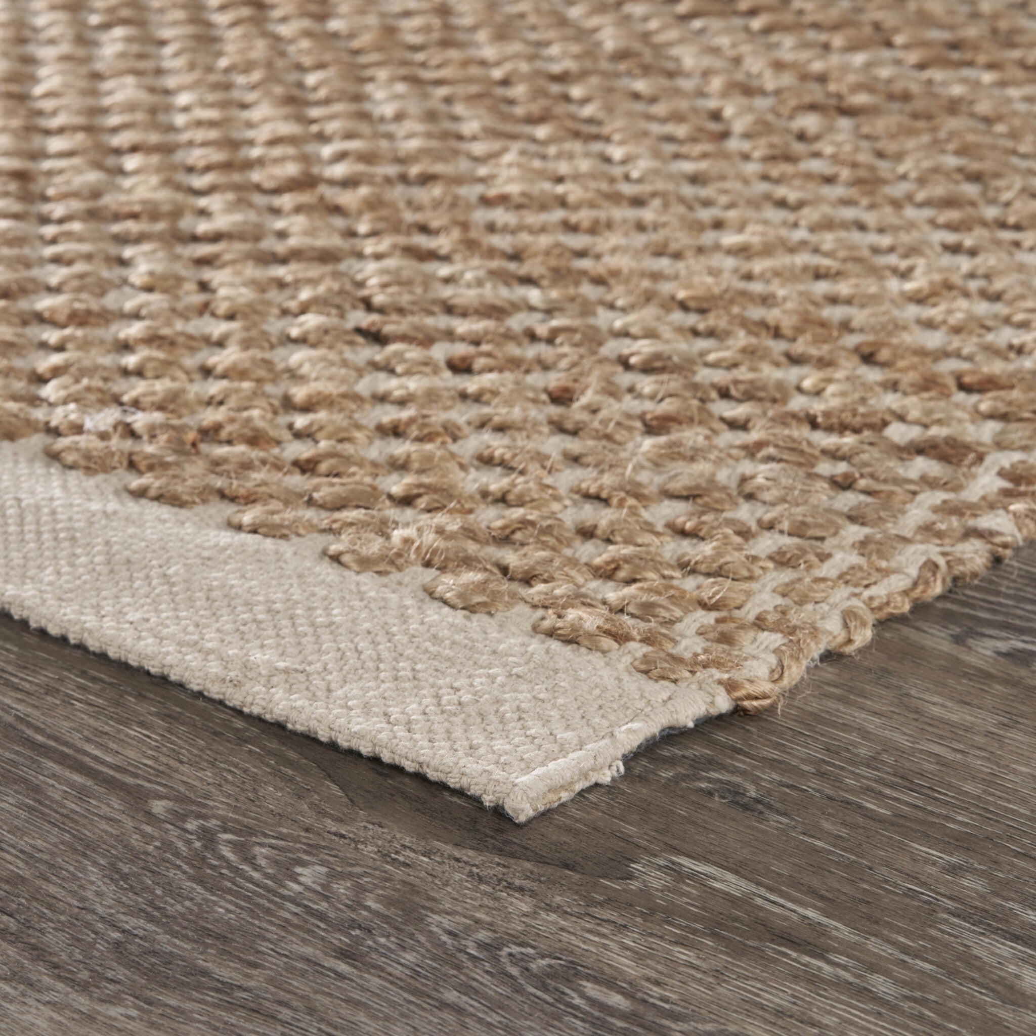 9' x 12' Tan and White Detailed Woven Area Rug