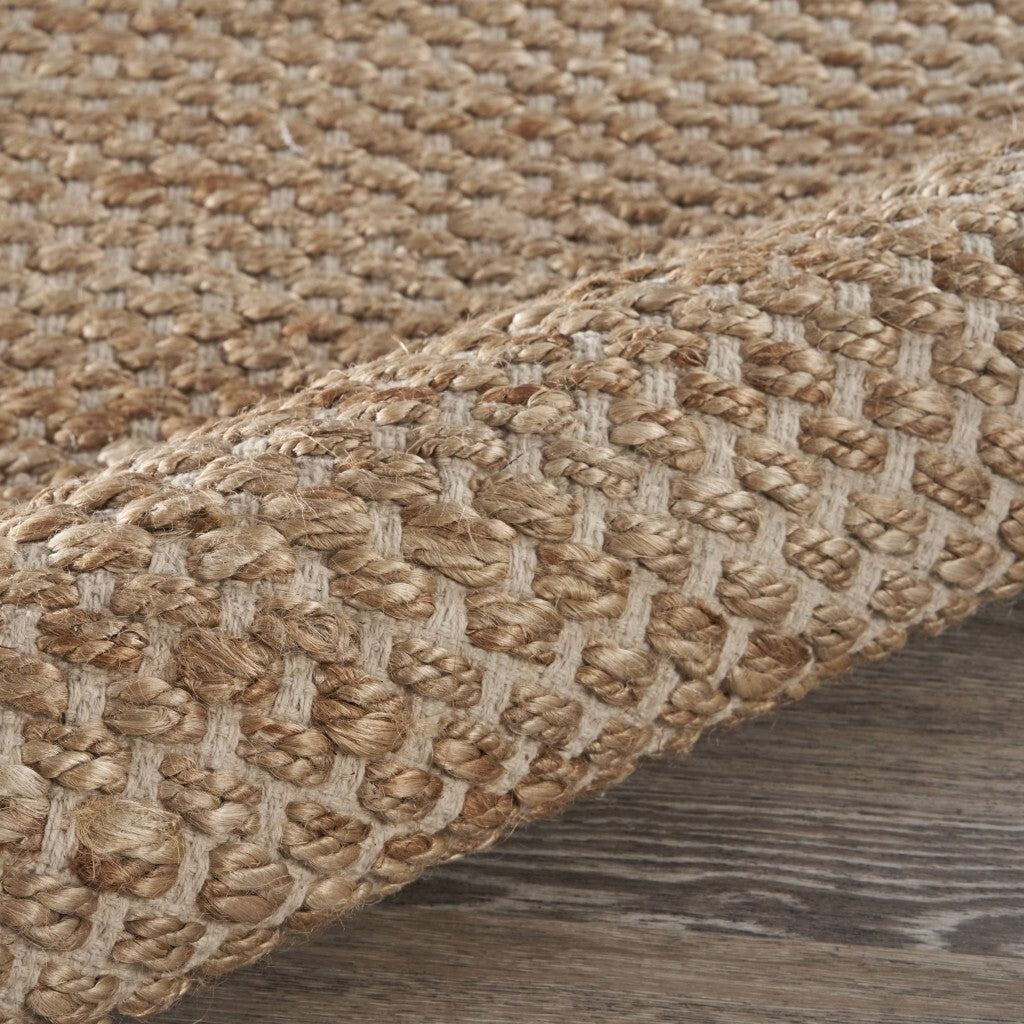 9' x 12' Tan and White Detailed Woven Area Rug