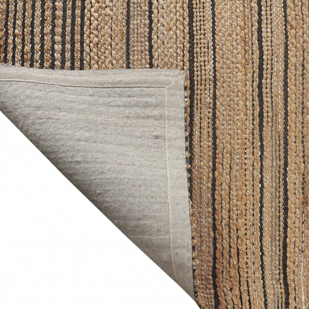 9' x 12' Tan and Black Eclectic Striped Area Rug