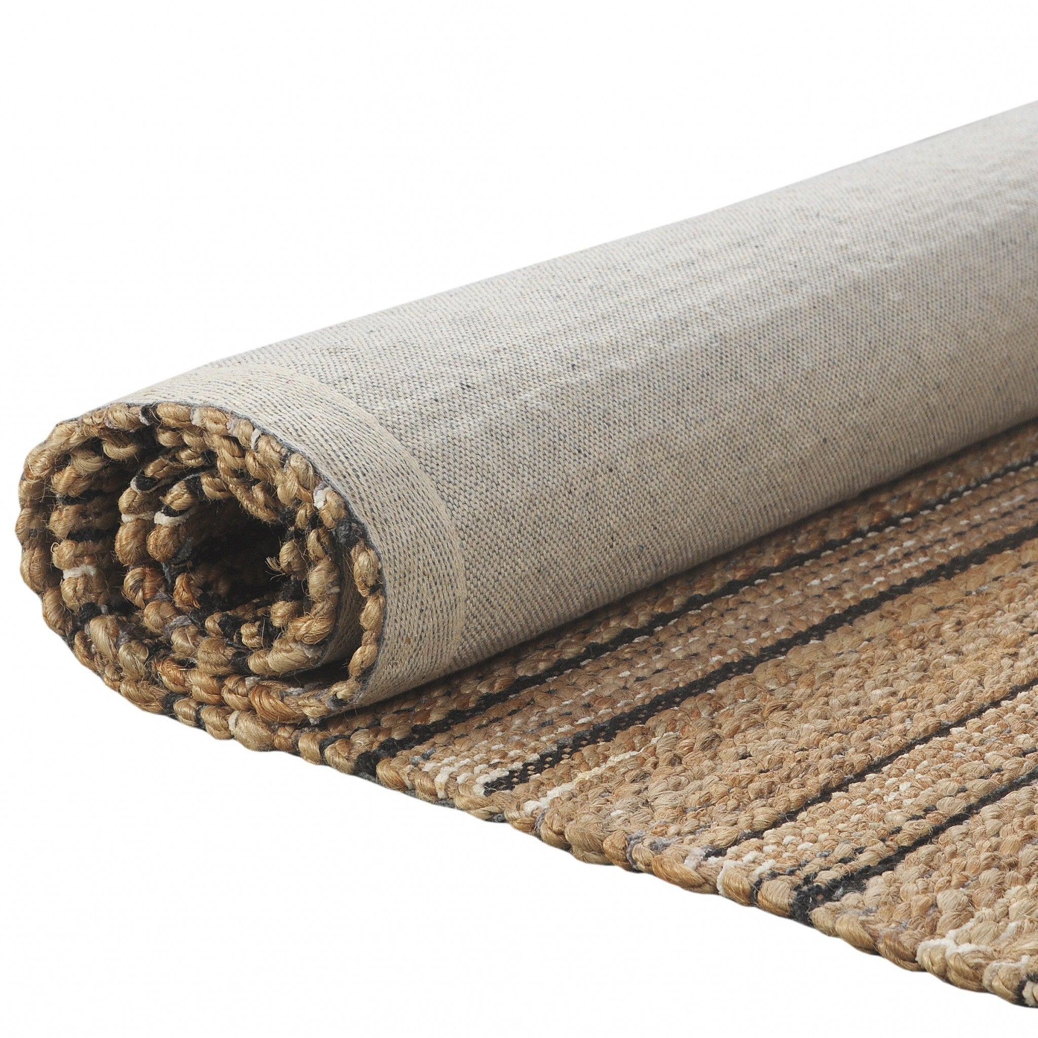 9' x 12' Tan and Black Eclectic Striped Area Rug