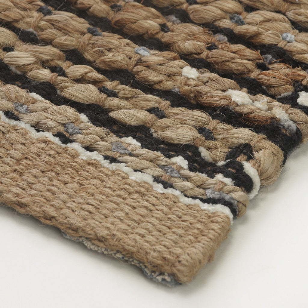 9' x 12' Tan and Black Eclectic Striped Area Rug