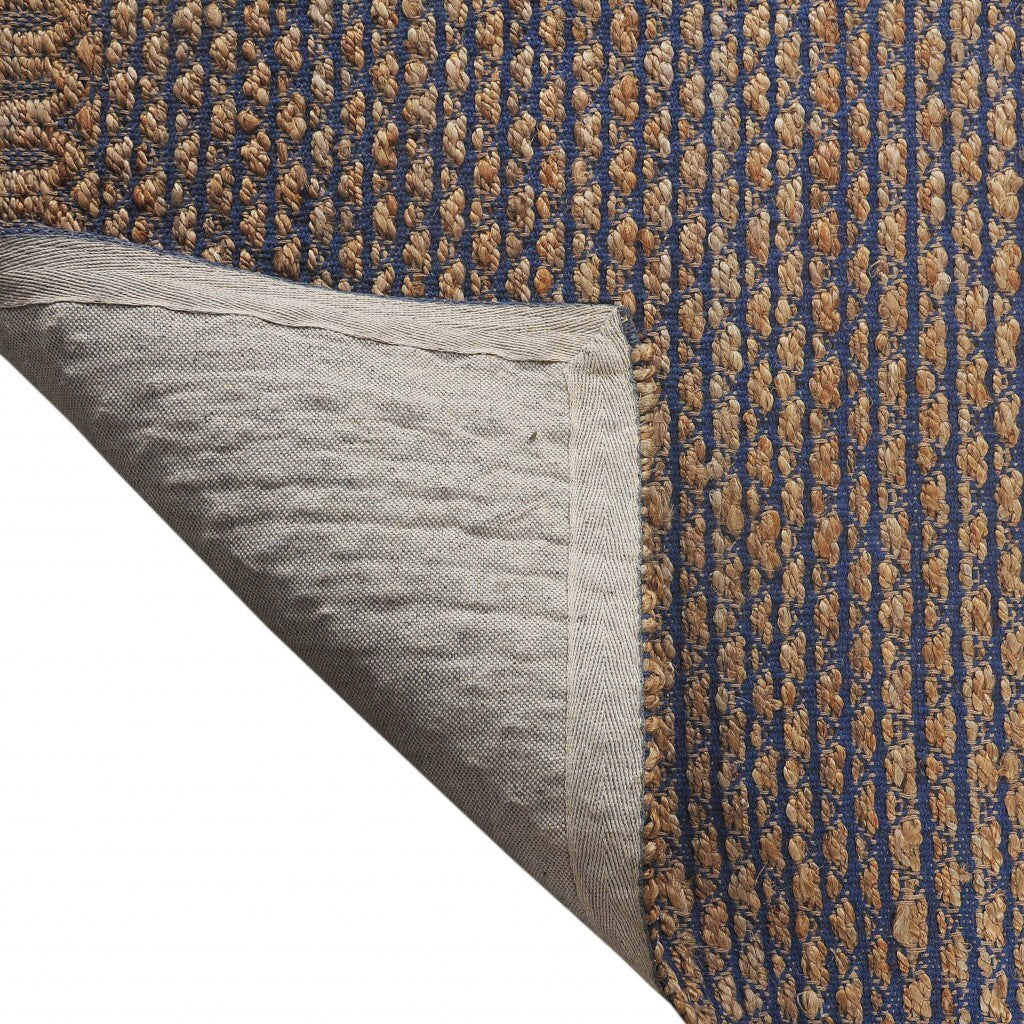 9' x 12' Tan and Blue Detailed Lattice Area Rug