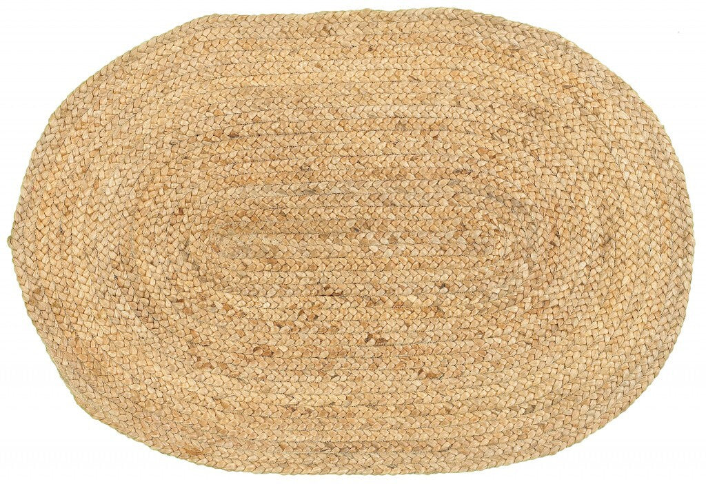 2' x 3' Soft Beige Braided Scatter Rug