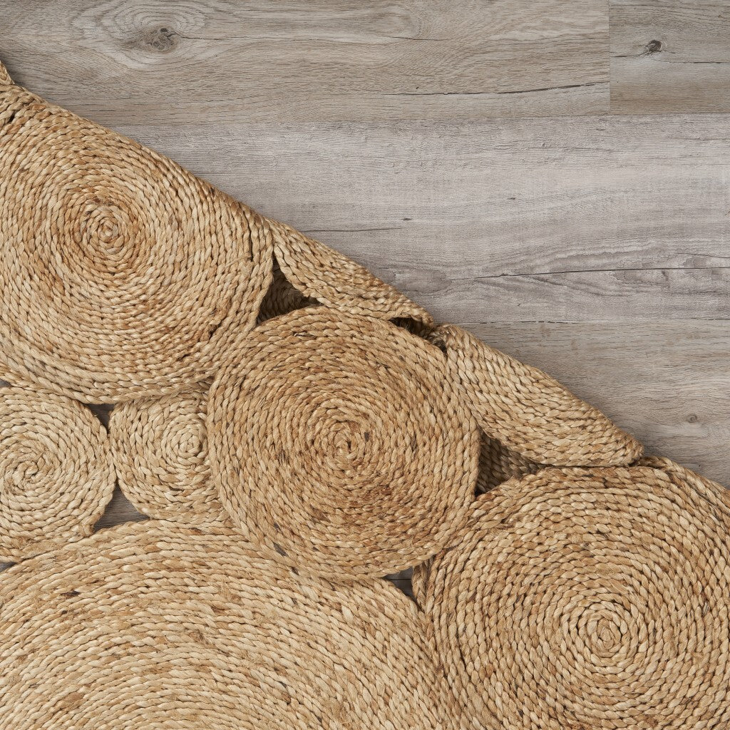 4' Round Natural Tan Orbital Area Rug