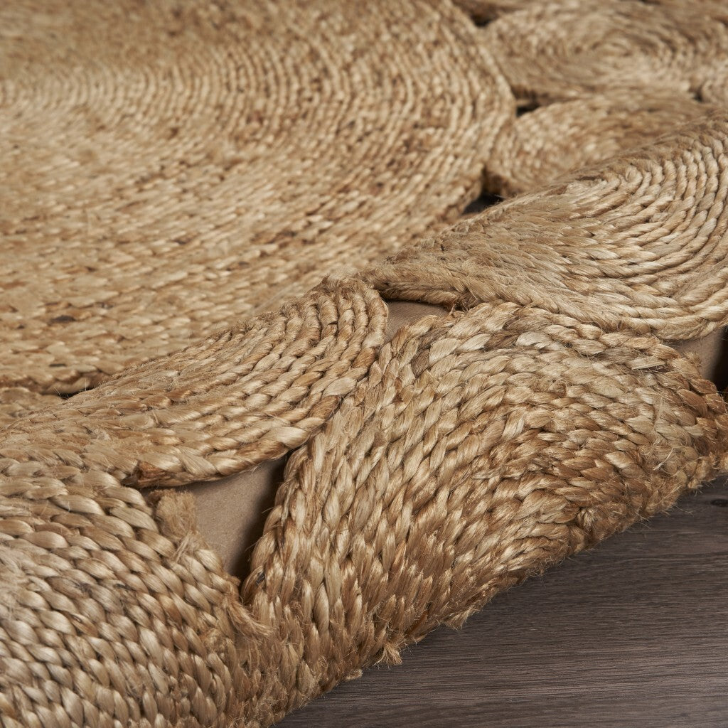 4' Round Natural Tan Orbital Area Rug