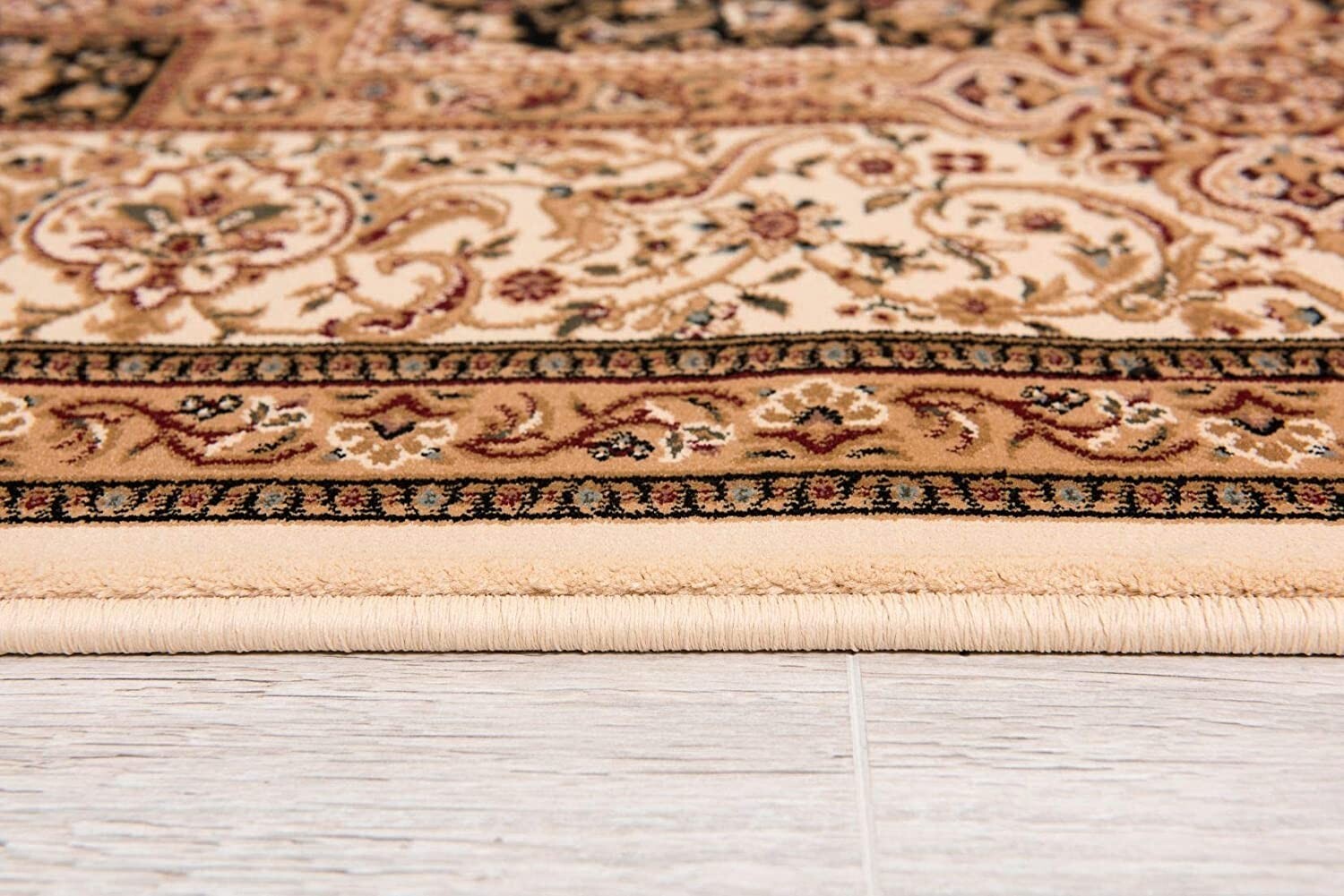 5' x 8' Cream and Black Decorative Area Rug