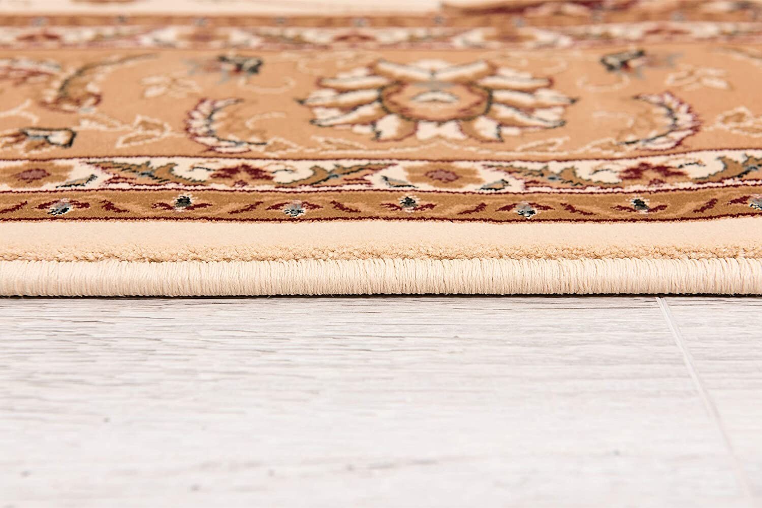 2' x 20' Cream and Tan Ornate Border Runner Rug