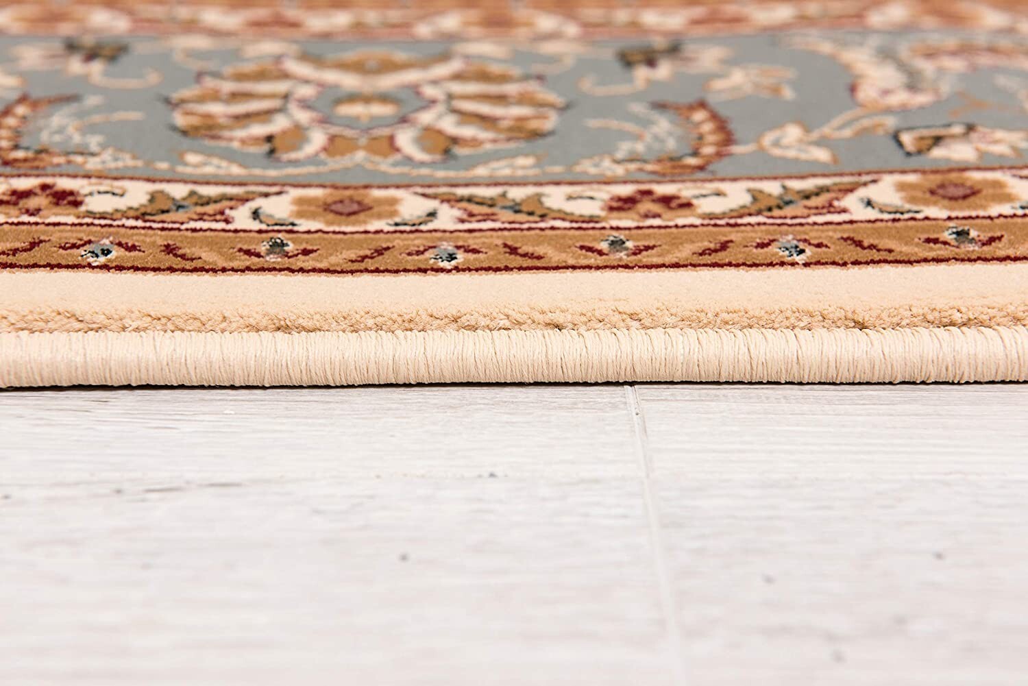 2' x 13' Cream and Blue Traditional Runner Rug