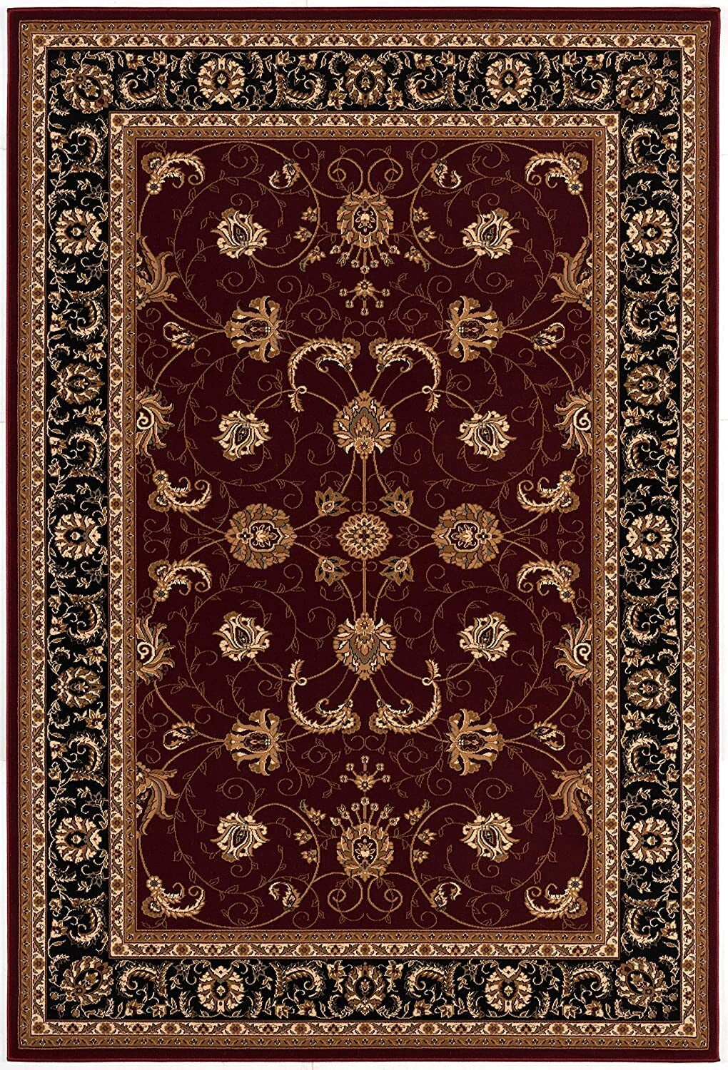 8' x 11' Red and Black Ornamental Area Rug