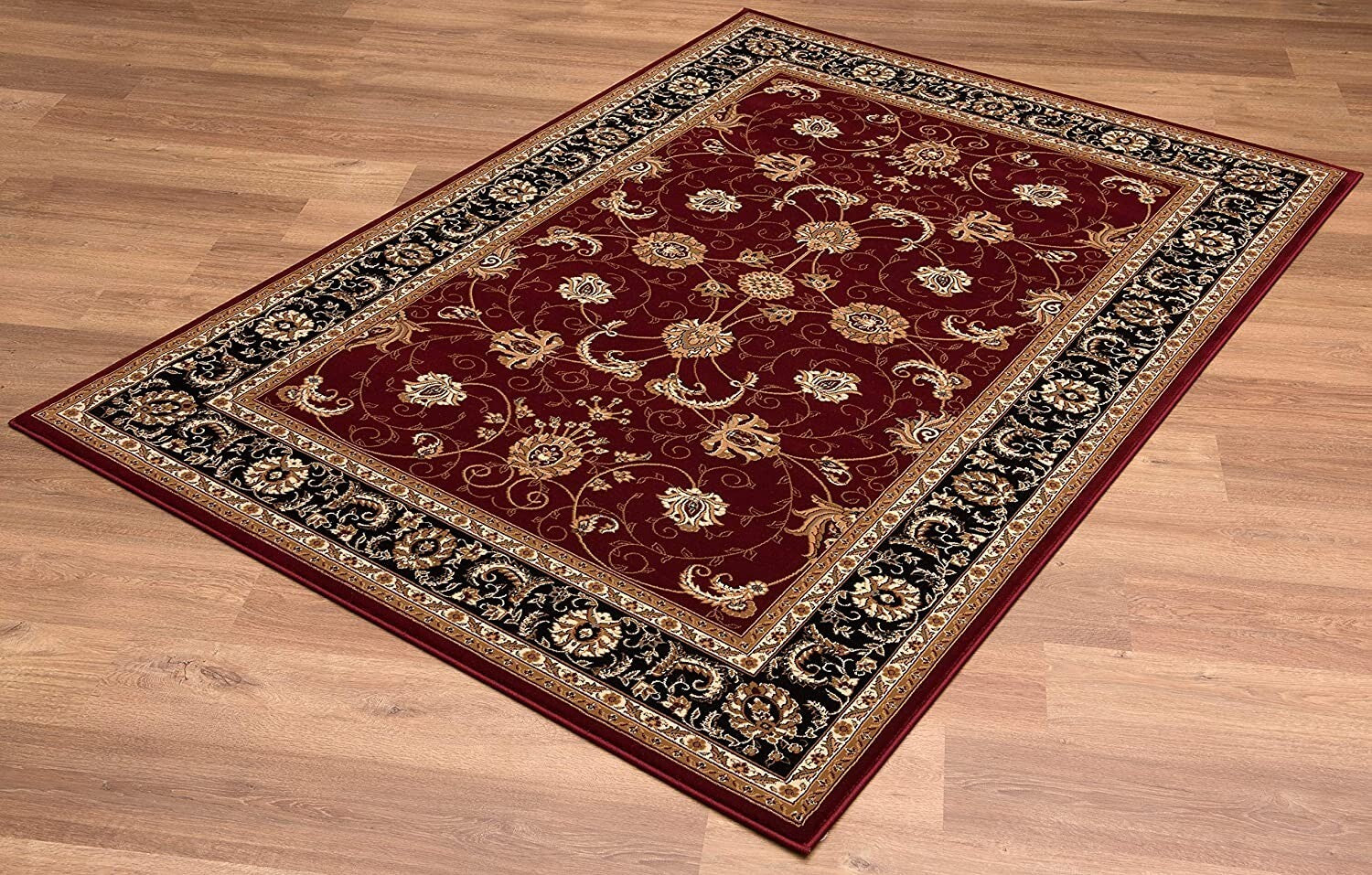 8' x 11' Red and Black Ornamental Area Rug