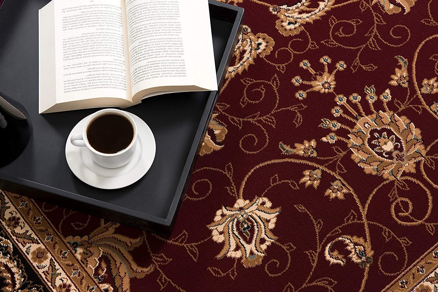 8' x 11' Red and Black Ornamental Area Rug