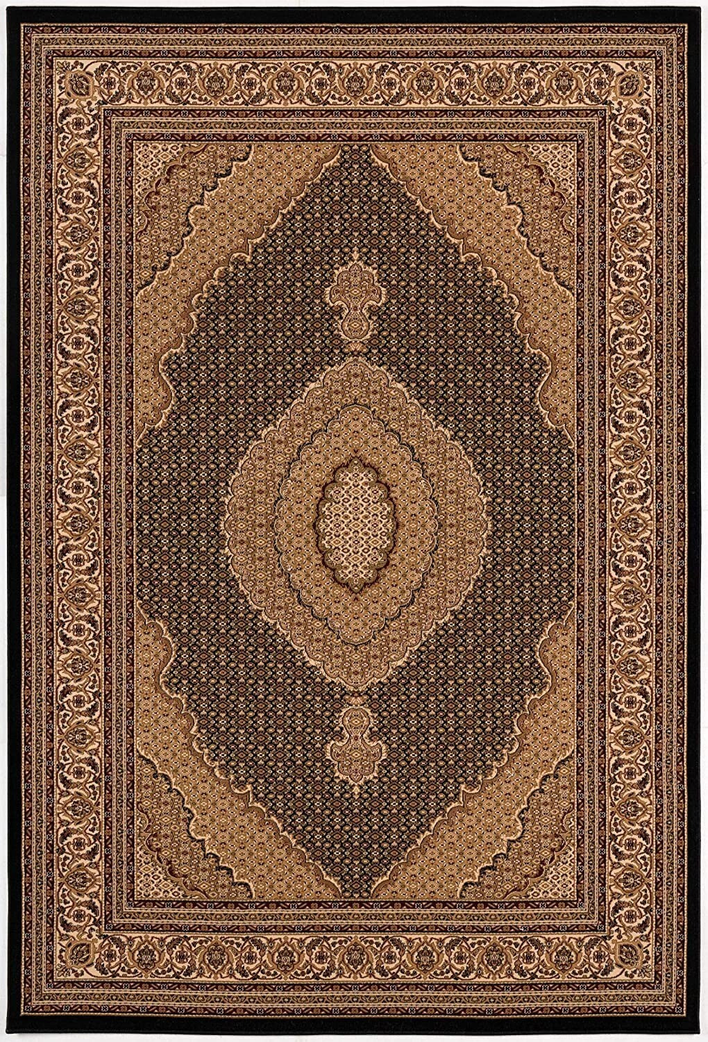 7' x 9' Black and Beige Medallion Area Rug