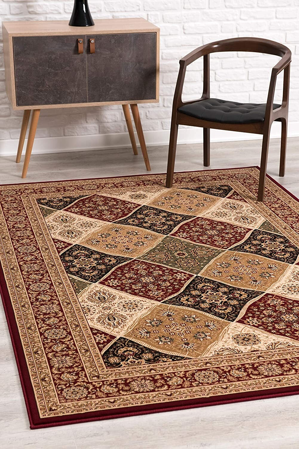 2' x 8' Red Decorative Diamonds Runner Rug