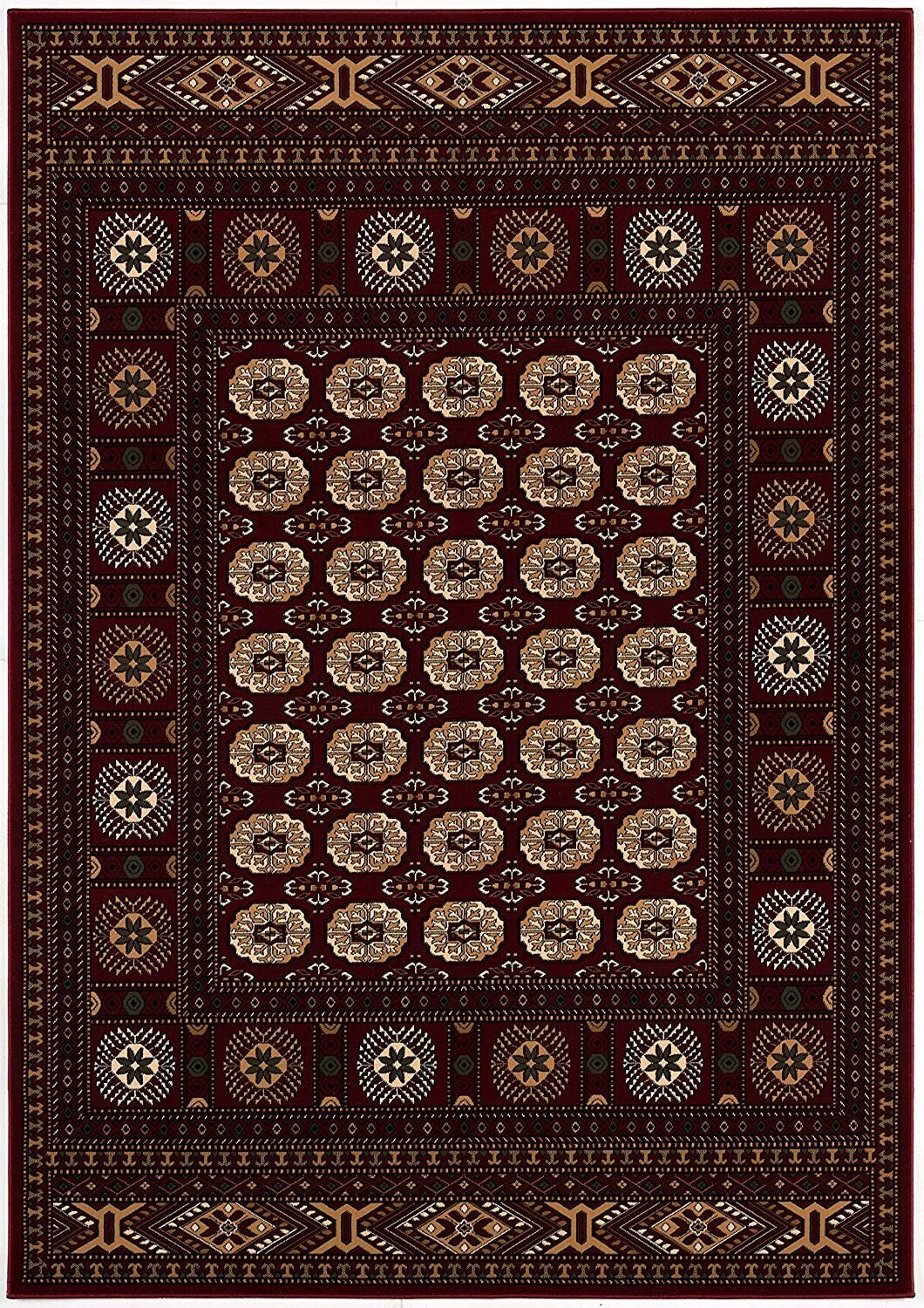 4' x 6' Red Eclectic Geometric Pattern Area Rug