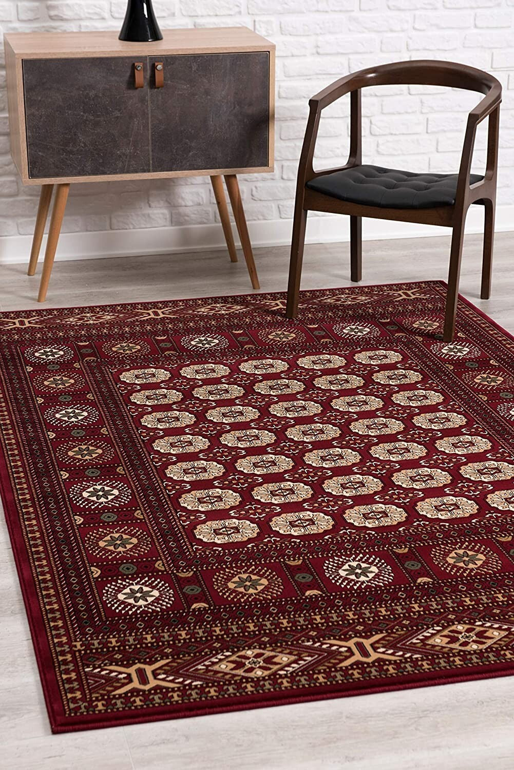 4' x 6' Red Eclectic Geometric Pattern Area Rug