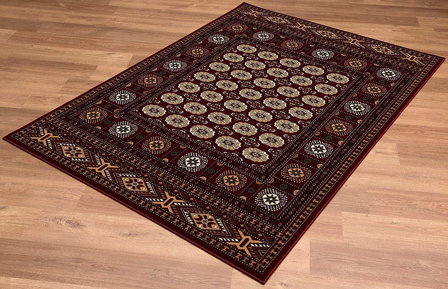 4' x 6' Red Eclectic Geometric Pattern Area Rug