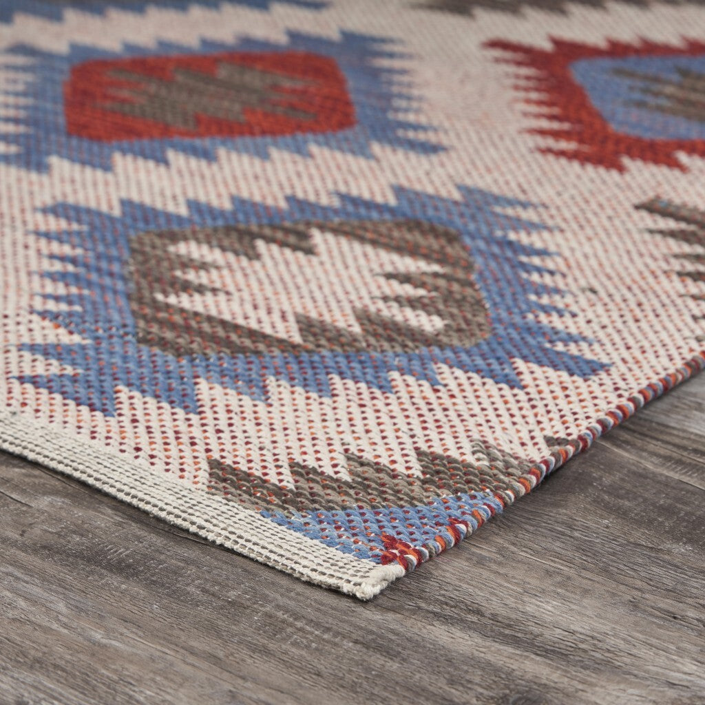 3' x 4' Red and Blue Geometric Diamonds Area Rug