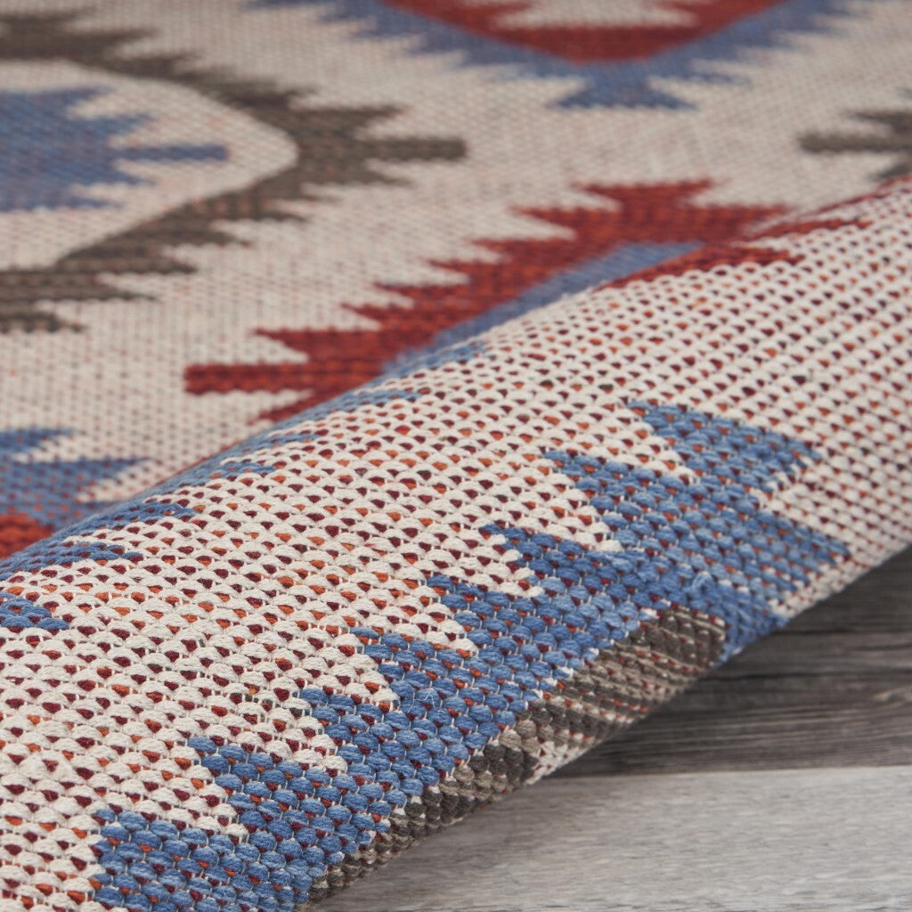 3' x 4' Red and Blue Geometric Diamonds Area Rug