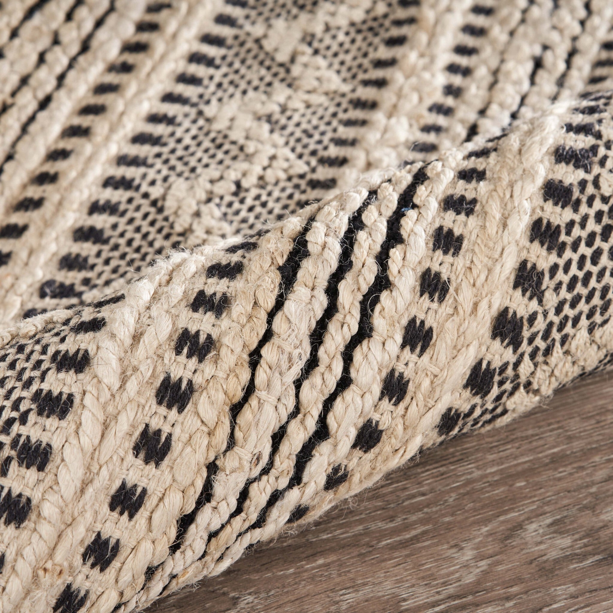 9' x 12' Black and Blush Chevron Stripe Area Rug