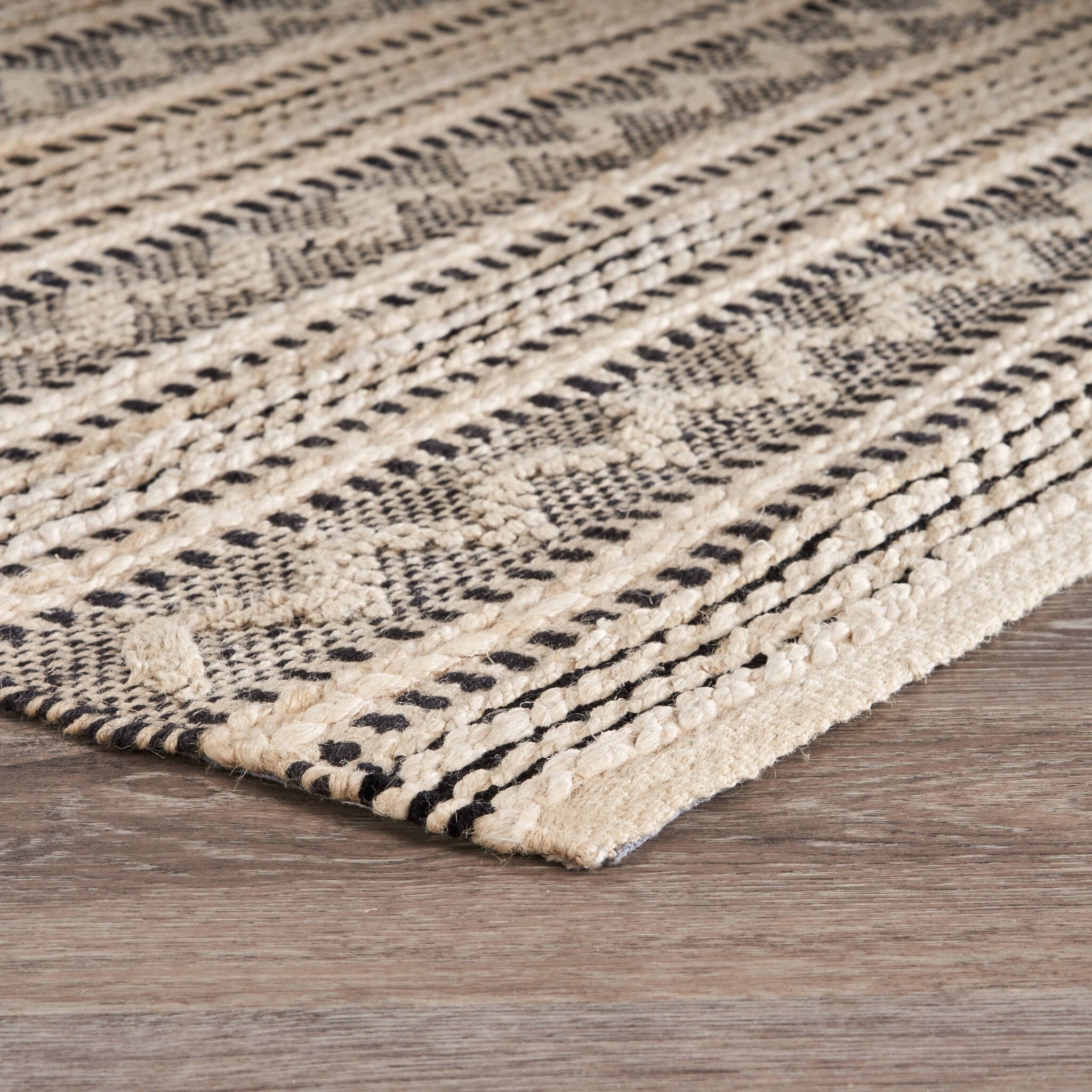 9' x 12' Black and Blush Chevron Stripe Area Rug
