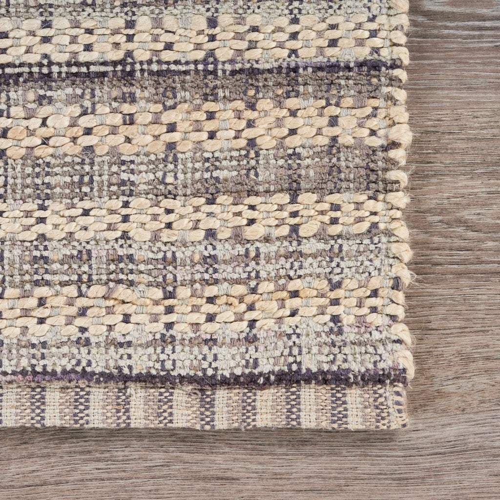 8' x 10' Brown and Gray Striped Area Rug